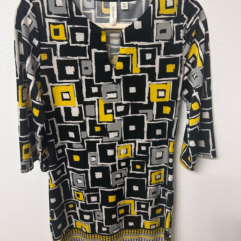 Geometric Black and Yellow Women's Top